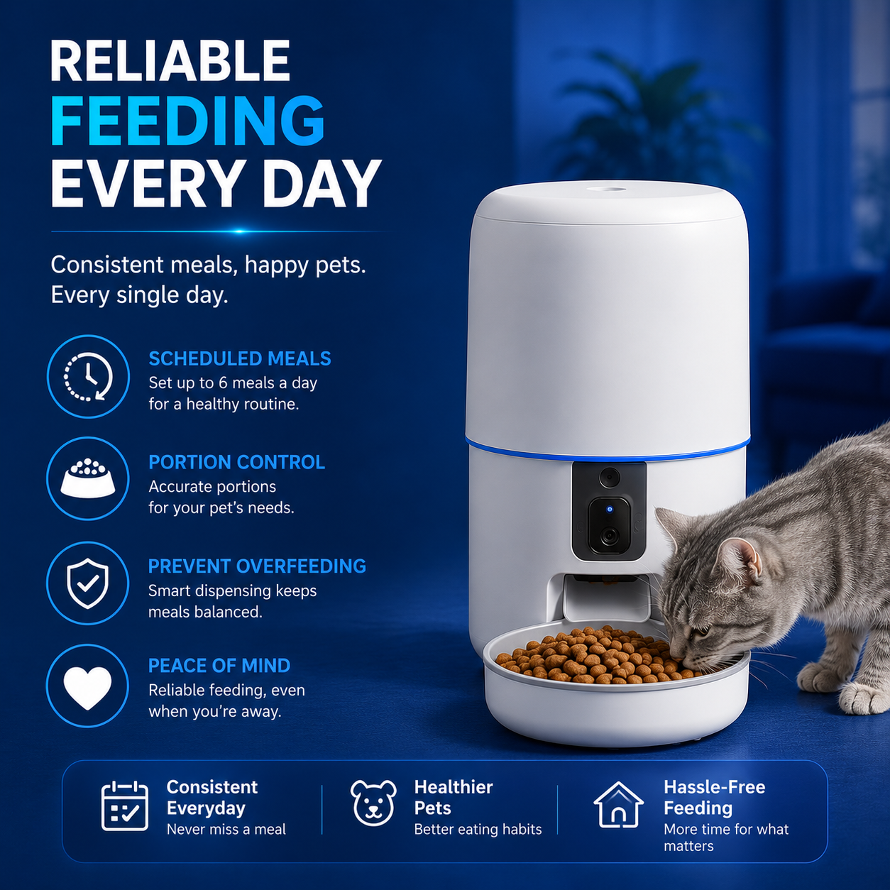 Saptiz Smart Automatic Pet Feeder – 4L Large Capacity