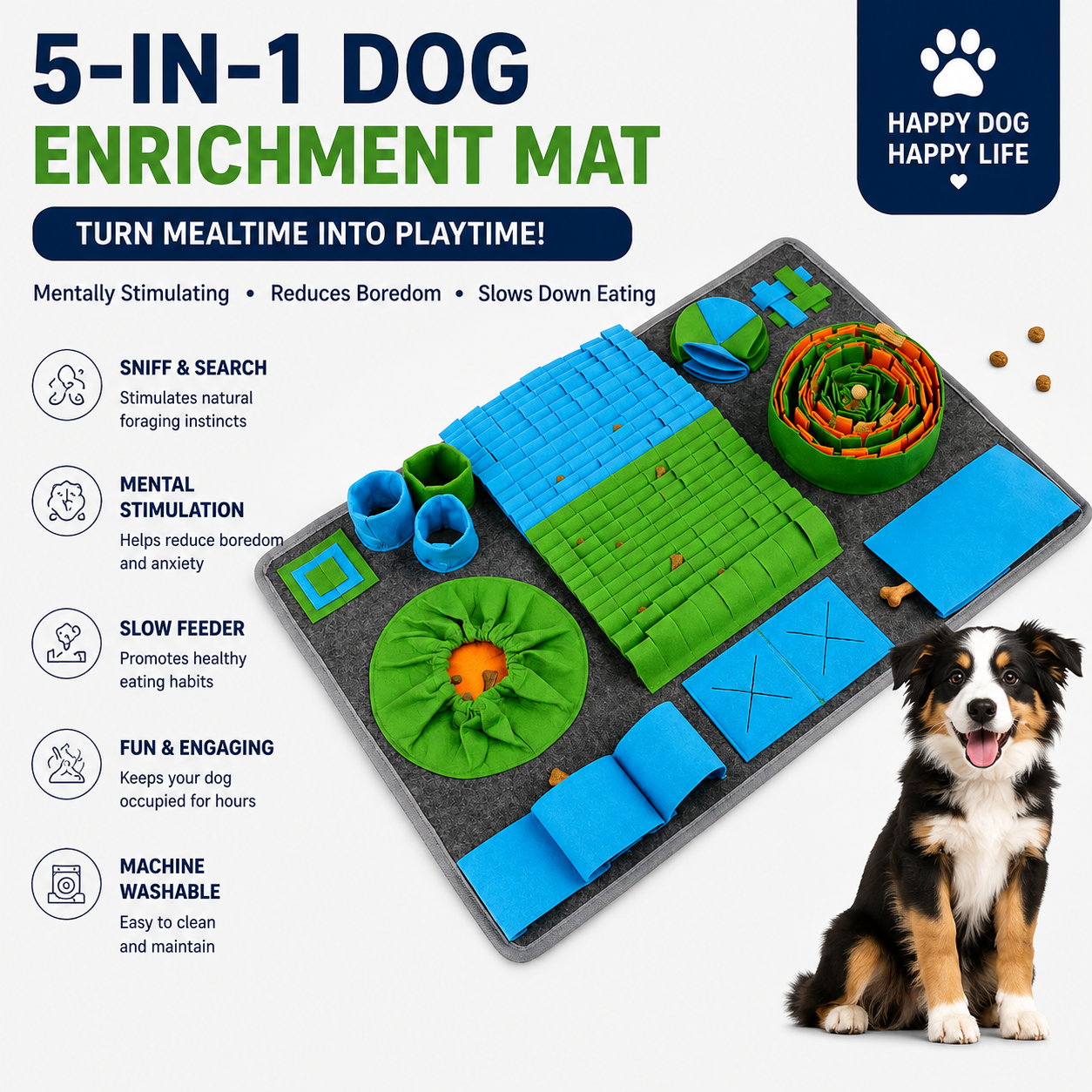5-in-1 Interactive Dog Snuffle Mat – Mental Stimulation & Enrichment Toy