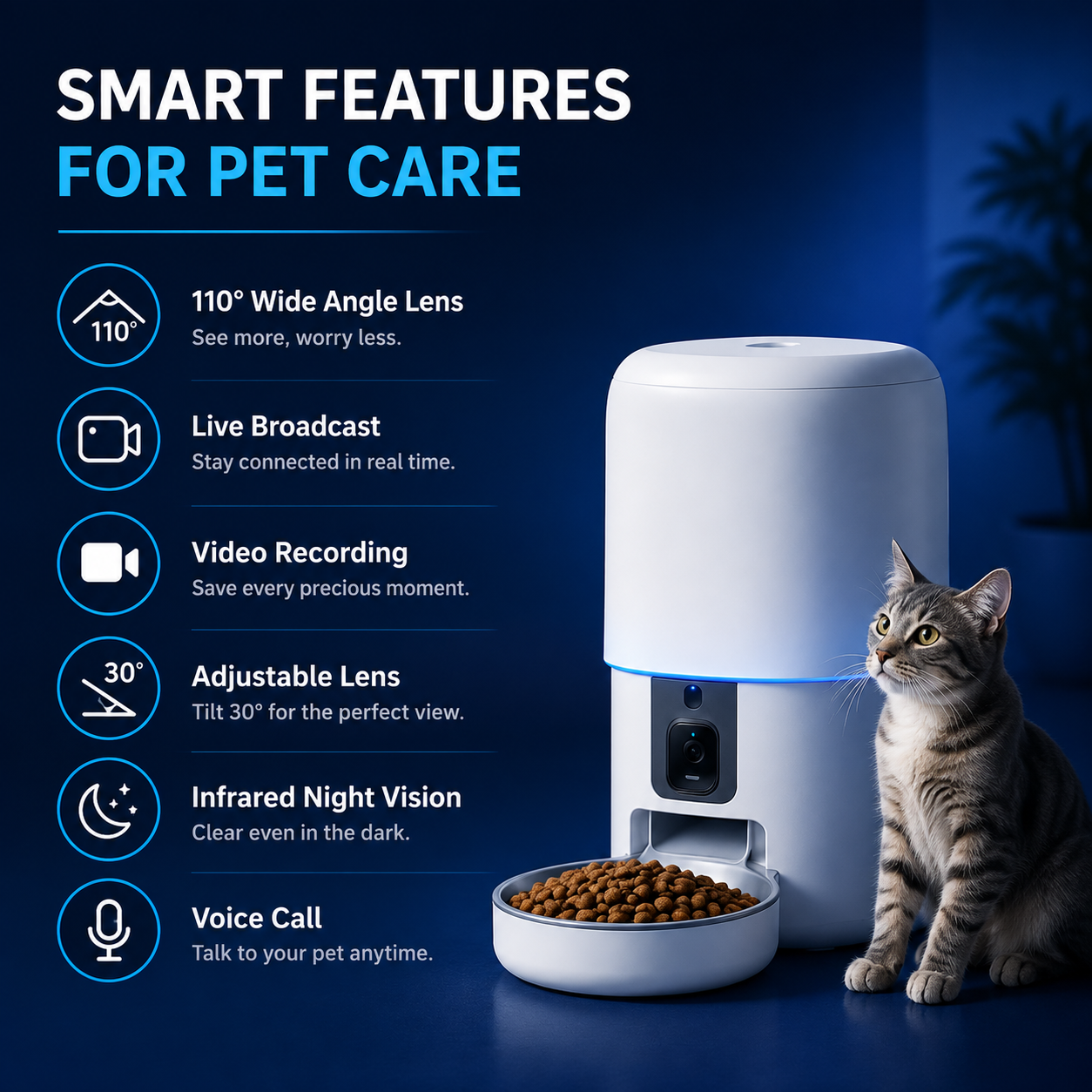 Saptiz Smart Automatic Pet Feeder – 4L Large Capacity