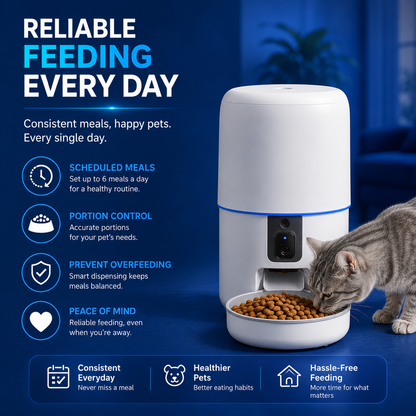 Saptiz Smart Automatic Pet Feeder – 4L Large Capacity