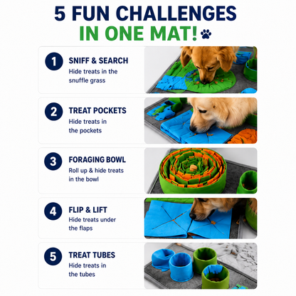 5-in-1 Interactive Dog Snuffle Mat – Mental Stimulation & Enrichment Toy