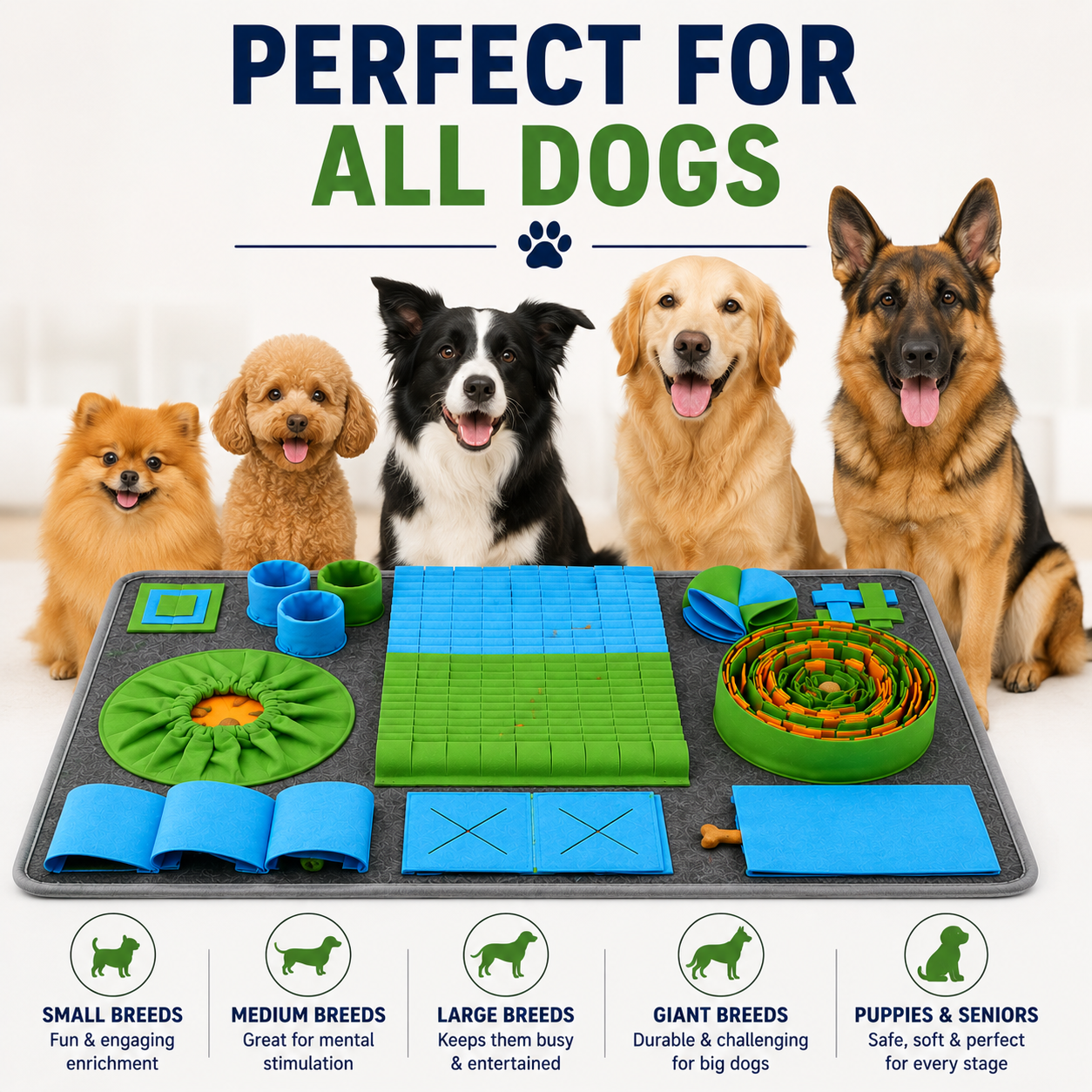 5-in-1 Interactive Dog Snuffle Mat – Mental Stimulation & Enrichment Toy